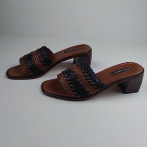 Sesto Meucci vintage leather sandal slides, brown and black size 9 M